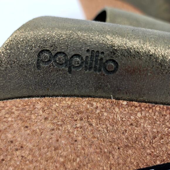 Birkenstock Papillio Namica Suede Leather Washed Gold Sandals Size 42 Narrow - Picture 3 of 5